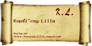 Kopácsy Lilla névjegykártya